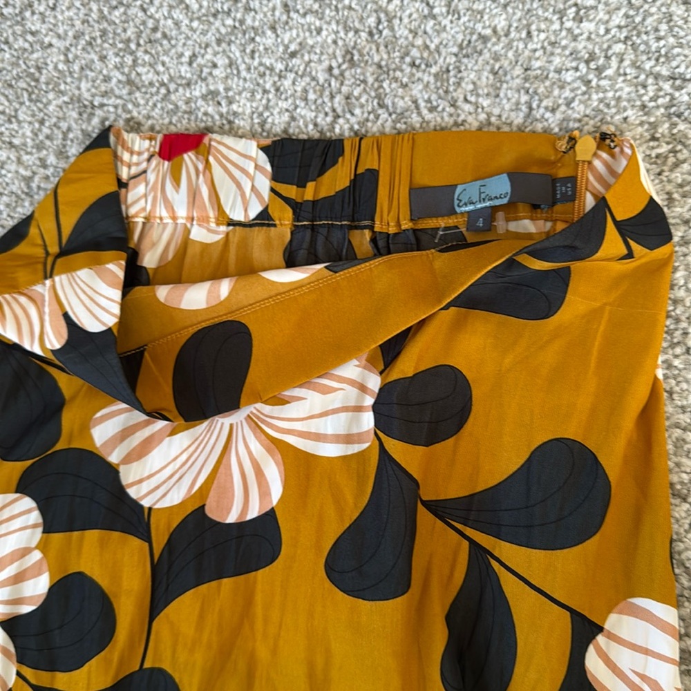 ANTHROPOLOGIE EVA FRANCO Ikebana Yellow Floral Midi Skirt & Matching Blouse 4/6 - Picture 8 of 10